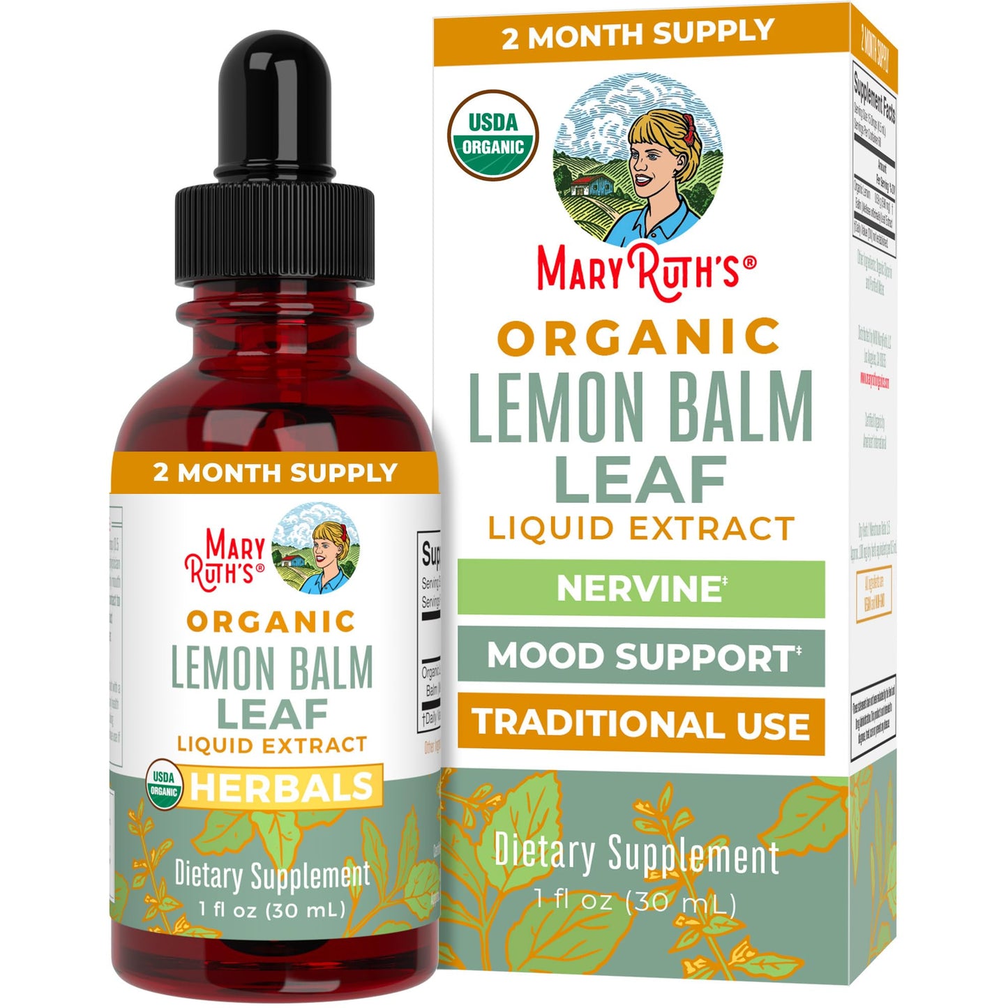 MaryRuth Organics Lemon Balm Leaf Liquid Extract | Mood Support | Relaxation | Calming | Nervine Herbal | Lemon Balm Tincture | USDA Organic | Vegan | Non-GMO | Gluten Free | 1 Fl Oz MARYRUTH'SBuy Supplements Australia