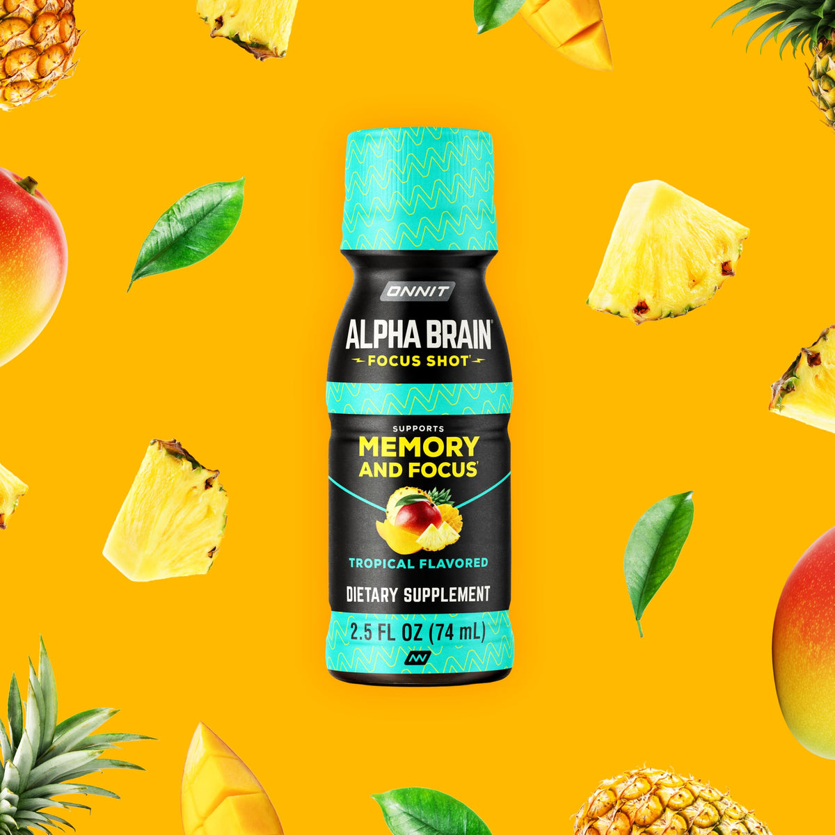ONNIT Alpha Brain Focus Shot, Tropical Flavor, Nootropic Dietary Supplement Drink That Supports Energy, Focus, and Mood, IGEN™ Non-GMO Tested, 2.5 fl oz, 6 Count ONNITBuy Supplements Australia