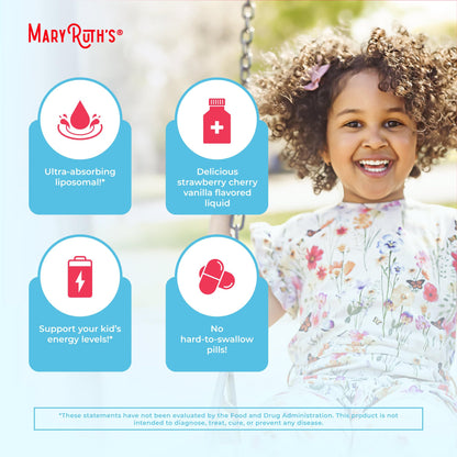 MaryRuth Organics Kids Multivitamin Liposomal | Vegan, Sugar-Free Vitamins for Kids | Ages 4+ | 2 Month Supply | 15.22 Fl Oz MARYRUTH'SBuy Supplements Australia