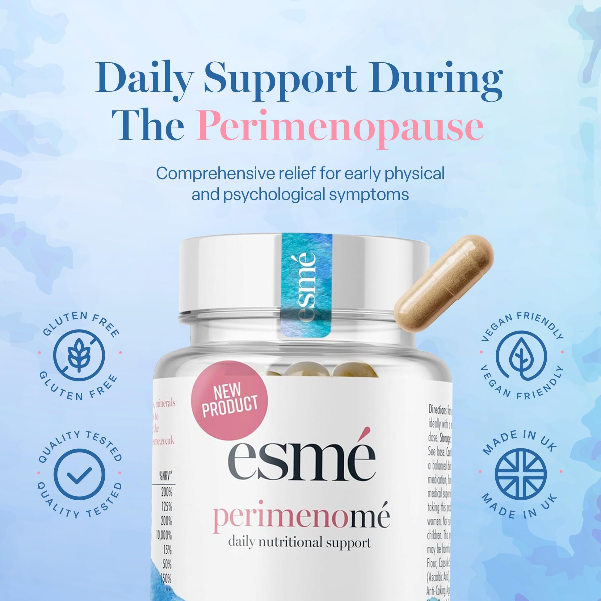 Esme Menopause Supplements Perimenopause Supplements 1 Month Supply - Daily Support for The Early Stage of Menopause – 60 Capsules - Includes Ashwagandha, Vitamins and Red Clover EsmeBuy Supplements Australia