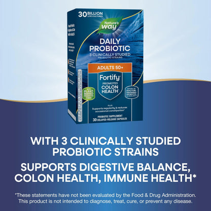 Nature's Way Fortify 50+ Daily Probiotic for Men & Women, 30 Billion Live Cultures, Colon, Digestive, and Immune Health Support* Supplement, 30 Capsules Nature's Way buy supplements Au