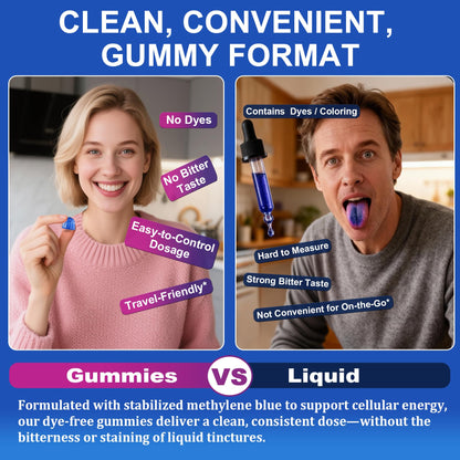 LILICARE Methylene Blue Gummies 7mg Per Serving for Humans | Upgraded Antioxidant & Brain Booster Supplement for Cognitive Function, Energy