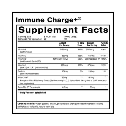 Quicksilver Scientific Immune Charge+ - Elderberry with 10,000 IU Vitamin D3, 25,000 Vitamin A, C, E, K1 & K2 for Immune Health & Lung Support (100ml) Quicksilver ScientificBuy Supplements Australia