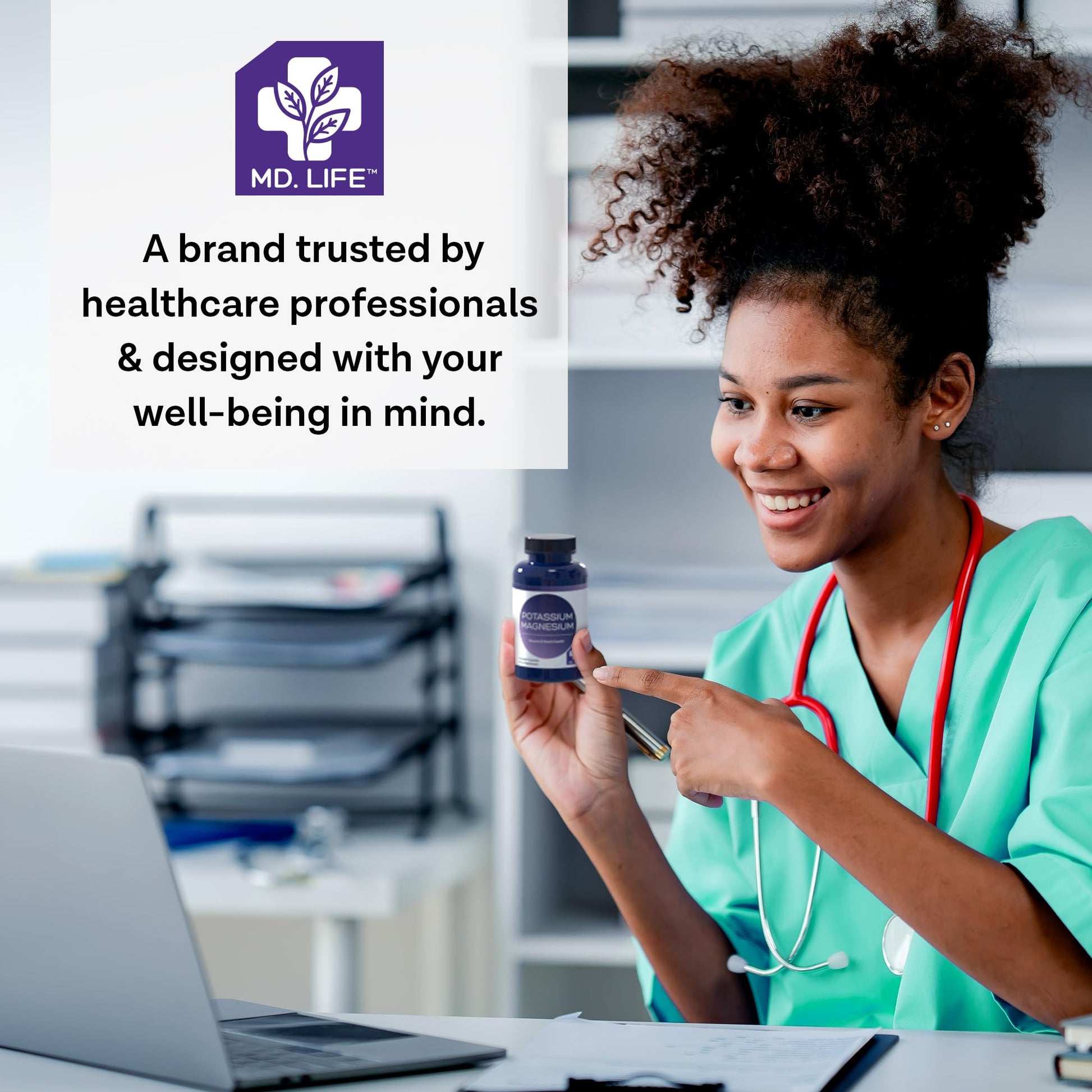MD. Life Potassium Magnesium Supplement - 30 Capsules - High Absorption Magnesium Complex - Potassium Supplement to Support Vascular Health & Leg Cramp MD.LIFEBuy Supplements Australia