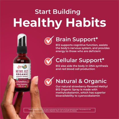 MaryRuth Organics Vitamin B12 Liquid Spray | Vegan, Non-GMO, Gluten-Free | USDA Organic Supplement | Energy & Nervous System Support | B12 Vitamins for Women & Men | 720 mcg | 1 Fl Oz MARYRUTH'SBuy Supplements Australia