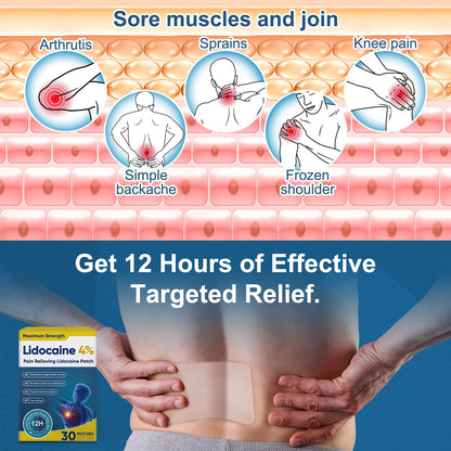 Teemofe 4% Lidocaine Pain Relief Patches – Maximum OTC Strength, Fast-Acting Targeted Relief, for Muscle & Joint Discomfort, 30 Count-10 TeemofeBuy Supplements Australia