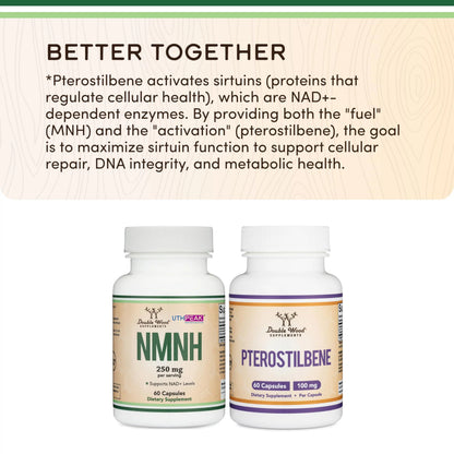 NMNH (NMN Supplement Alternative) Only Clinically Studied Ingredient - Boosts NAD+ Levels for Anti Aging and Cell Regeneration by Double Wood Double Wood SupplementsBuy Supplements Australia