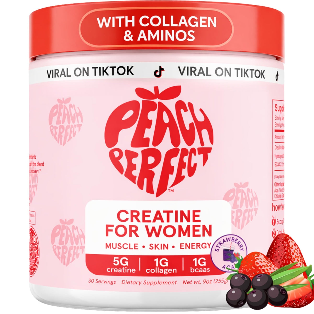 Peach Perfect Creatine Blend for Women – Micronized Creatine Monohydrate with BCAA & Collagen for Glute Strength Support – Strawberry Acai – 30 Servings Peach PerfectBuy Supplements Australia