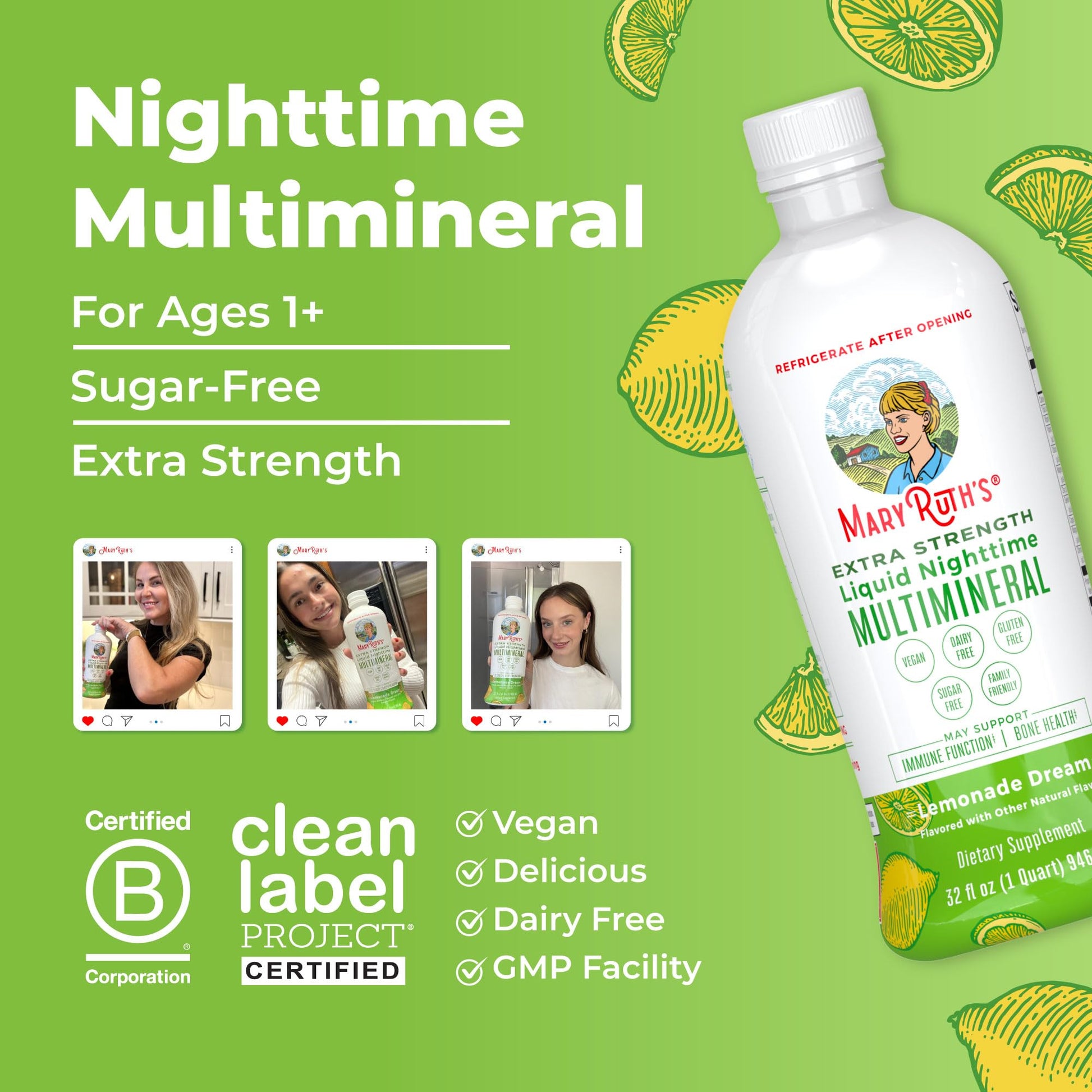 MaryRuth Organics Extra Strength Nighttime Liquid Multimineral | Sugar Free | Calm Magnesium Citrate | NO Melatonin | Calcium Magnesium Zinc | Muscle Relaxation | Lemonade Flavor | Vegan | 32 Serving MARYRUTH'SBuy Supplements Australia