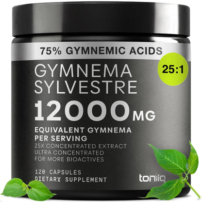 Toniiq Gymnema Sylvestre – Ultra High Potency 25:1 Extract Standardized to 75% Gymnemic Acids – 500mg Clinical Dose – Triple-Tested Purity – 120 Vegan Capsules Toniiq buy supplements Au