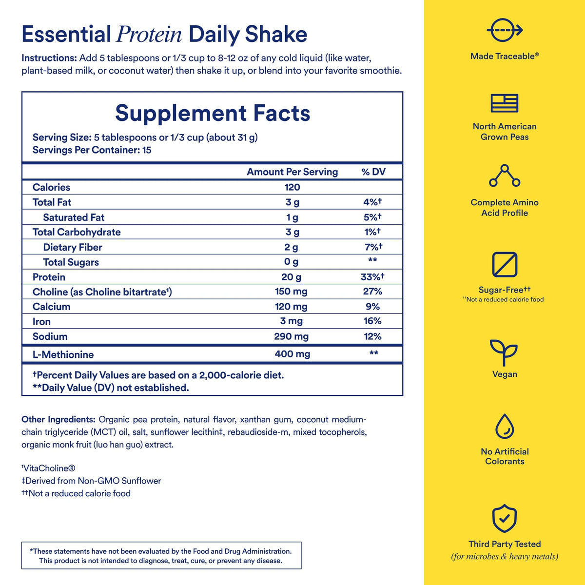 Ritual Pea Protein Powder with BCAA: 20g Organic Vegan Plant-Based Protein from Regenerative Farms in North America, Complete Amino Acid Profile, Gluten Free, Sugar Free‡, Dairy Free, Vanilla, 1 Lbs RitualBuy Supplements Australia