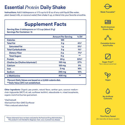 Ritual Pea Protein Powder with BCAA: 20g Organic Vegan Plant-Based Protein from Regenerative Farms in North America, Complete Amino Acid Profile, Gluten Free, Sugar Free‡, Dairy Free, Vanilla, 1 Lbs RitualBuy Supplements Australia