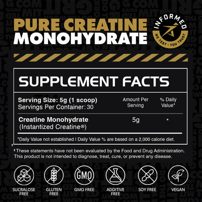 Gains in Bulk Instantized Creatine Monohydrate for Women and Men, Soluble Creatine Powder, Supports Muscle Building, Strength and Performance, Bodybuilding Supplements, Unflavored, 30 Servings GAINS IN BULK GAINSINBULK.COMBuy Supplements Australia