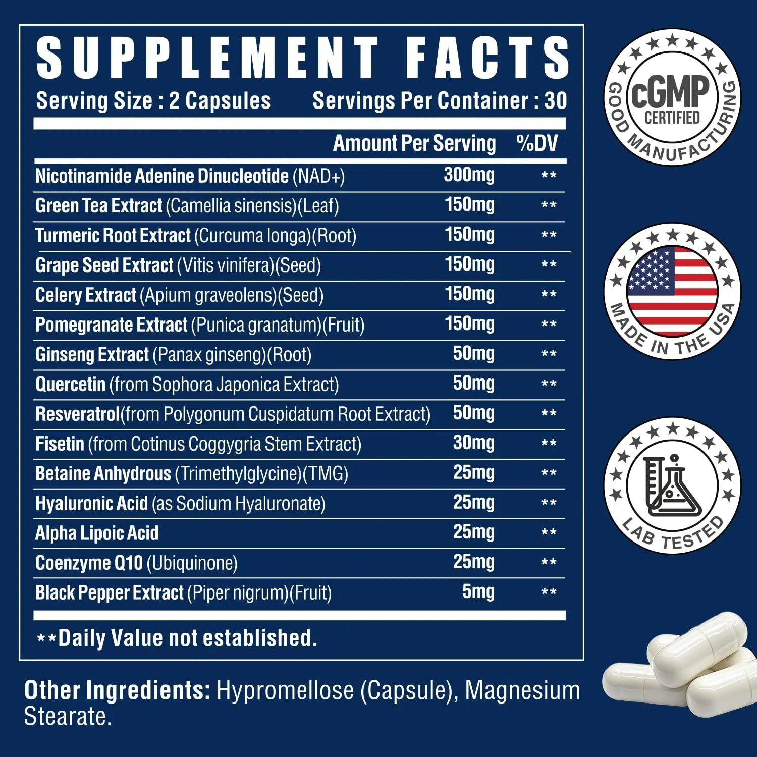 NAD+ Supplement-NMN Upgrade Alternative,NAD Resveratrol Supplement 15-in-1 CoQ10 for Man & Women–Third-Party Tested(Made & Tested in USA).Supports Cellular Energy,Healthy Aging-Non-GMO - 60 Capsules NUTRI POTENTIABuy Supplements Australia