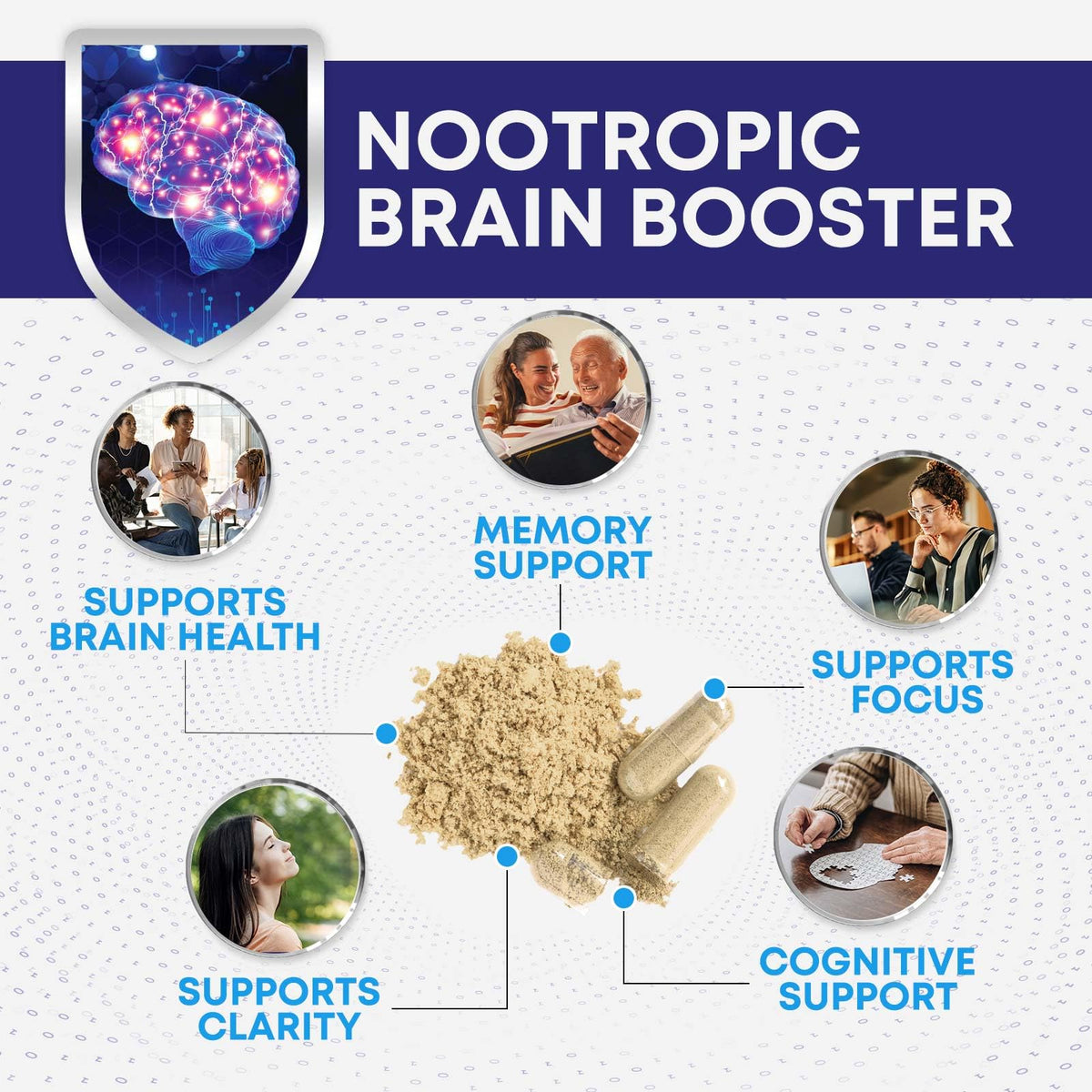 Brain Memory Supplement Pills - 3X Strength Nootropics for Concentration, Clarity & Focus Support - Brain Health Cognitive Vitamins with Bacopa, Phosphatidylserine & DMAE, Brain Booster - 180 Capsules Nature's NutritionBuy Supplements Australia