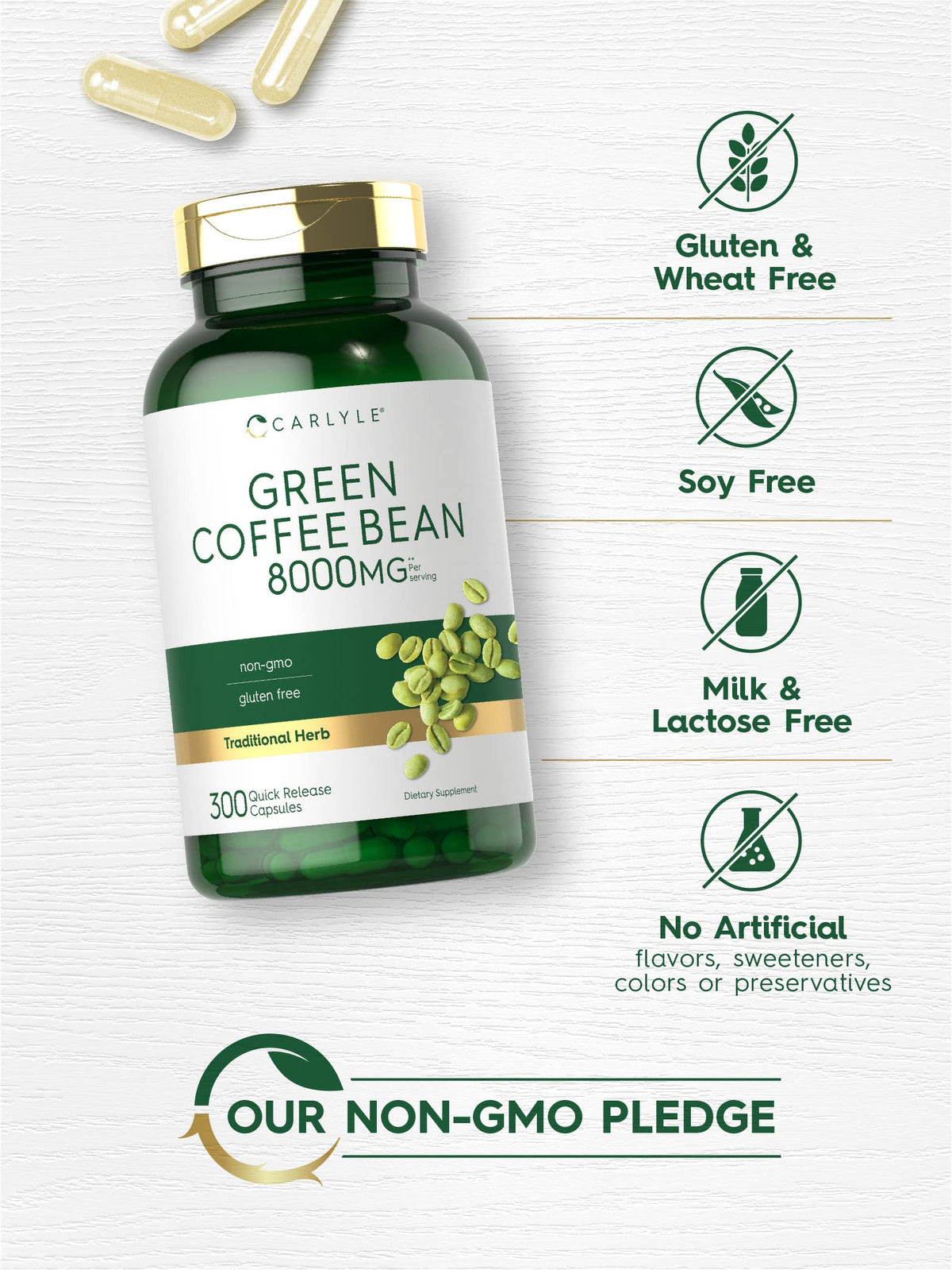 Carlyle Green Coffee Bean Extract | 8000 mg | 300 Capsules | Non-GMO and Gluten Free CarlyleBuy Supplements Australia