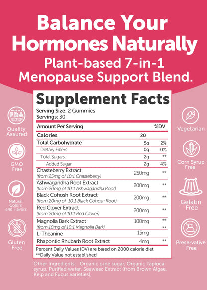 LUNAKAI USA Made Menopause Relief Gummies – Natural Menopause Supplements for Women with Black Cohosh & L-Theanine – Daily Support for Hot Flashes, Night Sweats & Hormonal Balance, 60ct LunakaiBuy Supplements Australia