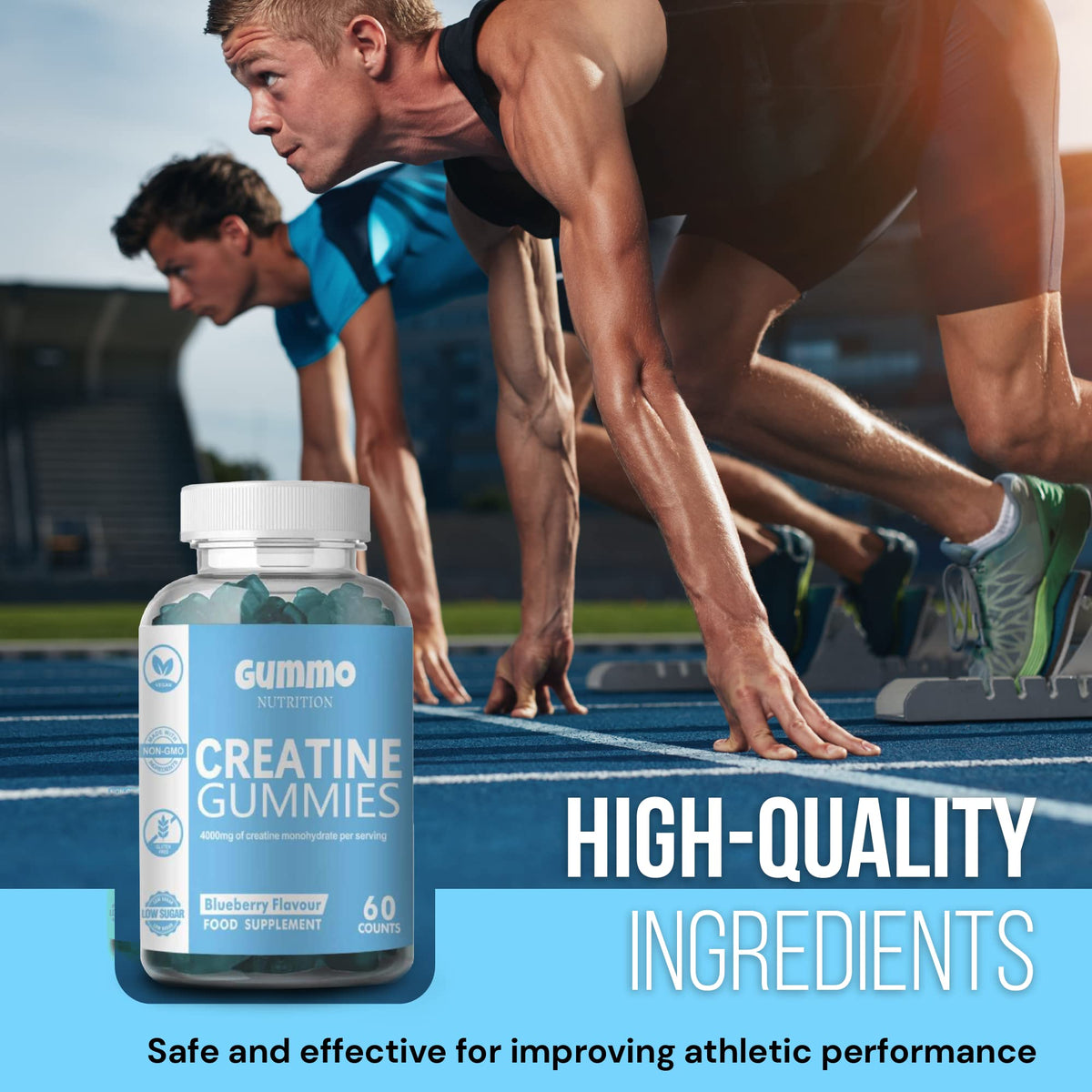 Creatine Monohydrate Gummies 4000mg for Men & Women - 60 Chewable Creatine GUMMO NUTRITIONBuy Supplements Australia