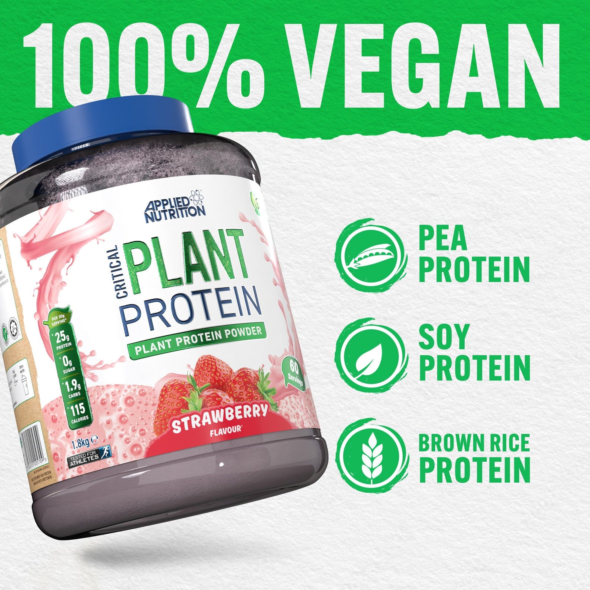 Applied Nutrition Plant Protein Powder – Critical Plant Vegan Protein Shake with SOYA Applied NutritionBuy Supplements Australia