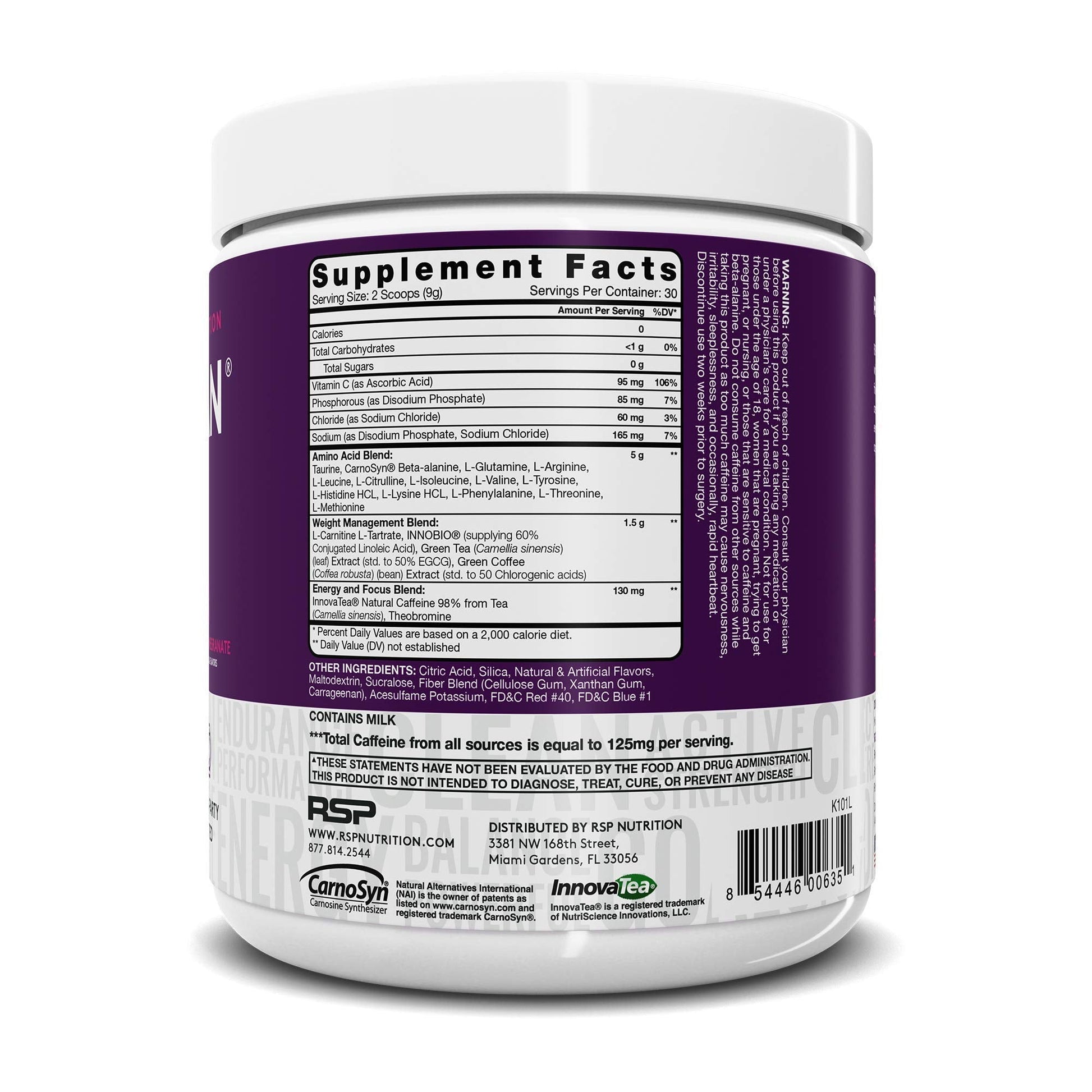 RSP NUTRITION AminoLean Pre Workout Energy (BlackBerry Pomegranate 30 Servings) with TrueFit Protein Powder (Vanilla 2 LB)
