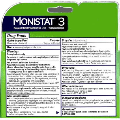 Monistat 3 Cream, 3-Day Treatment for Women: 1x Reusable Applicator & 1x 25g External Anti-Itch Cream Bundle (Pack of 2) MonistatBuy Supplements Australia