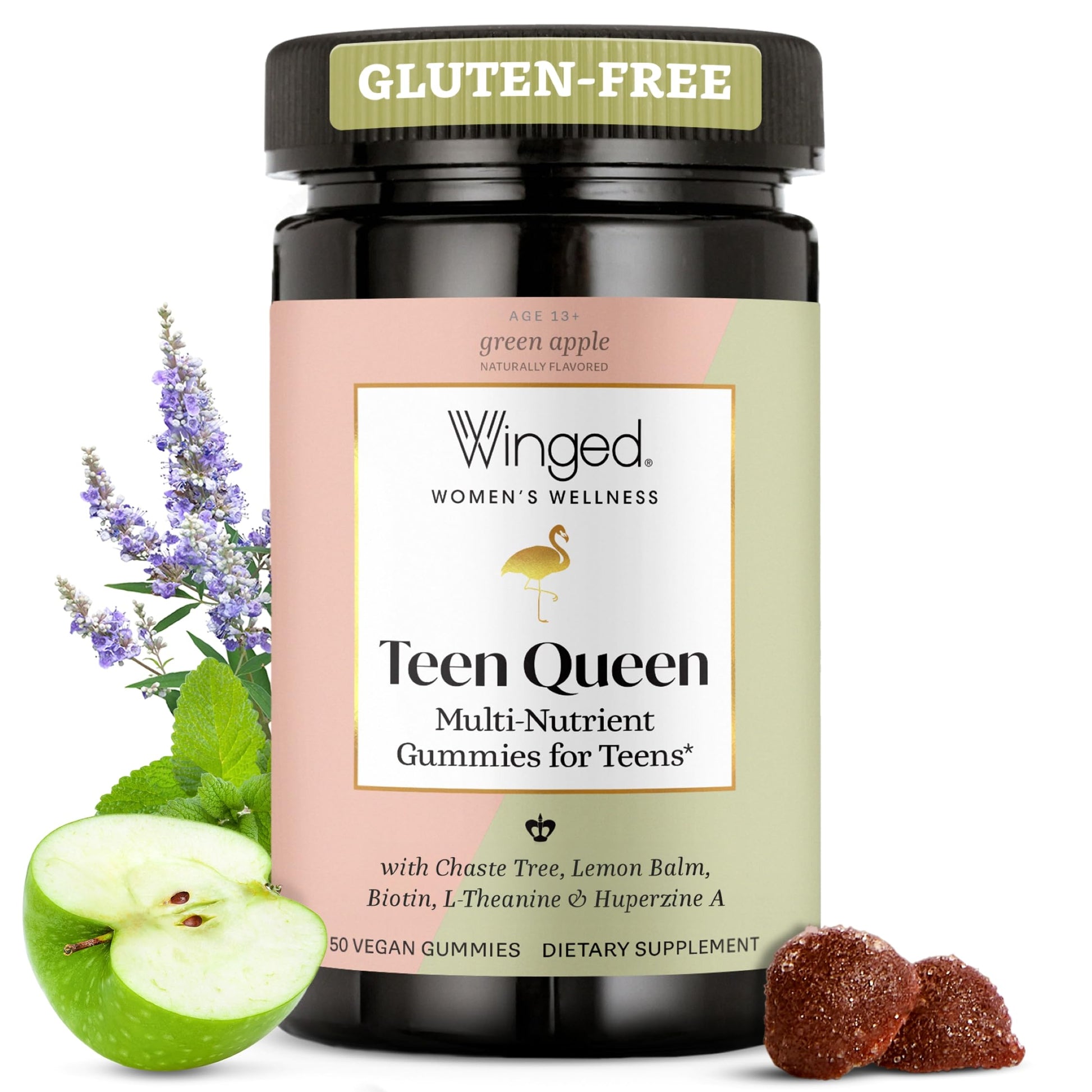 Winged Wellness Multivitamin Gummies for Teen Girls - Teen Vitamins for Mood & Hormonal Health - Vegan Gummy Supplement with Chaste Tree, Lemon Balm, L-Theanine, Probiotics & Biotin - 50 Gummies Winged WellnessBuy Supplements Australia