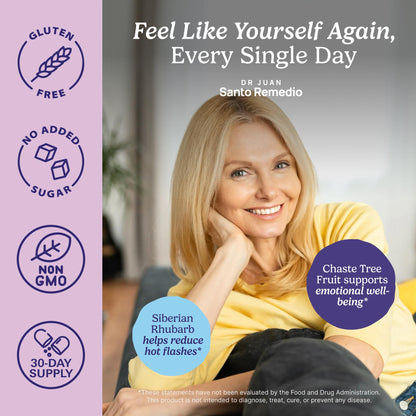 Santo Remedio Hormonal Balance for Women | Menopause Support for Hot Flashes, Night Sweats & Mood Swings | Hormone-Free Formula with Siberian Rhubarb, Chaste Tree & DIM | Doctor Juan Rivera Product Santo RemedioBuy Supplements Australia