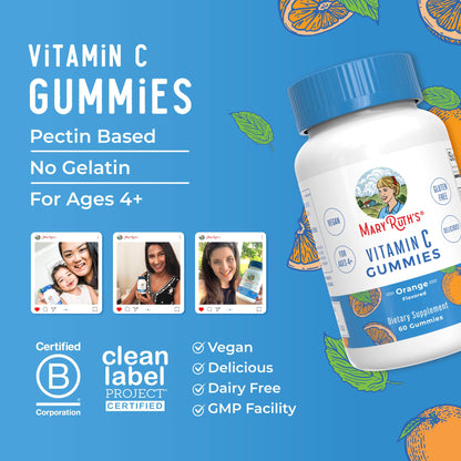 MaryRuth Organics Vegan Vitamin C Gummies | 2 Month Supply | Immune Support Supplement for Adults & Kids | Chewable Vitamin C Gummy Vitamins | Non-GMO | Pectin Based | 60 Count MARYRUTH'SBuy Supplements Australia