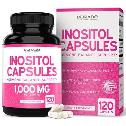 Inositol Capsules (Myo Inositol) (1000mg Per Serving 120 Capsules) Myo Inositol Supplement for Women Hormone Balance Support - Vegan Safe - Third Party Tested - Gluten Free & Made in USA (120 Count) DORADO NUTRITIONBuy Supplements Australia