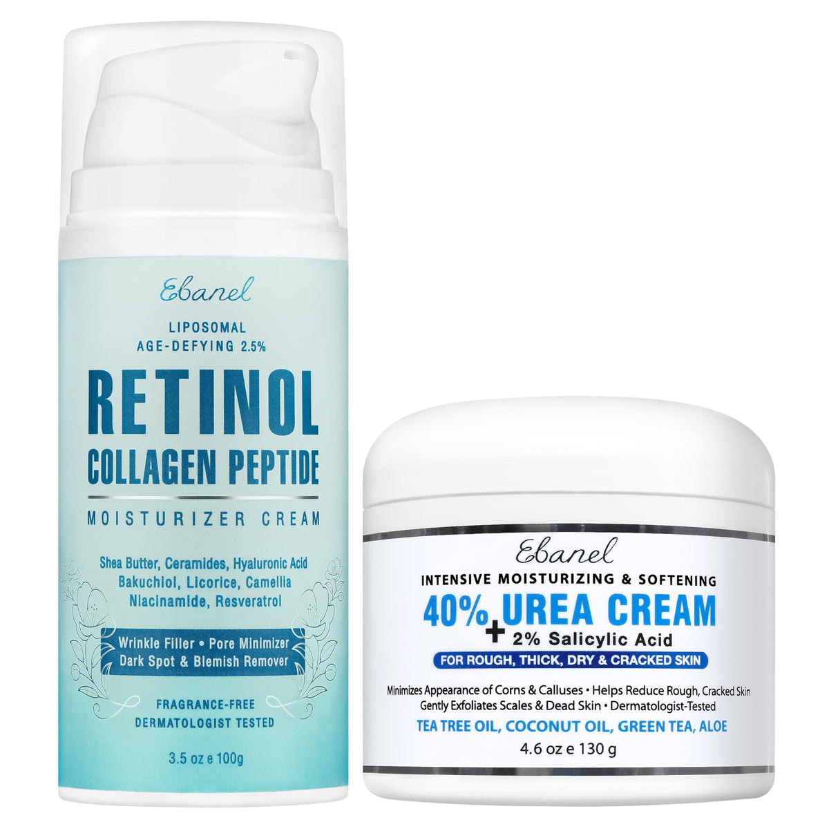 Ebanel Bundle of 40% Urea Cream 4.6 Oz, and 2.5% Retinol Moisturizer Ebanel buy supplements Au