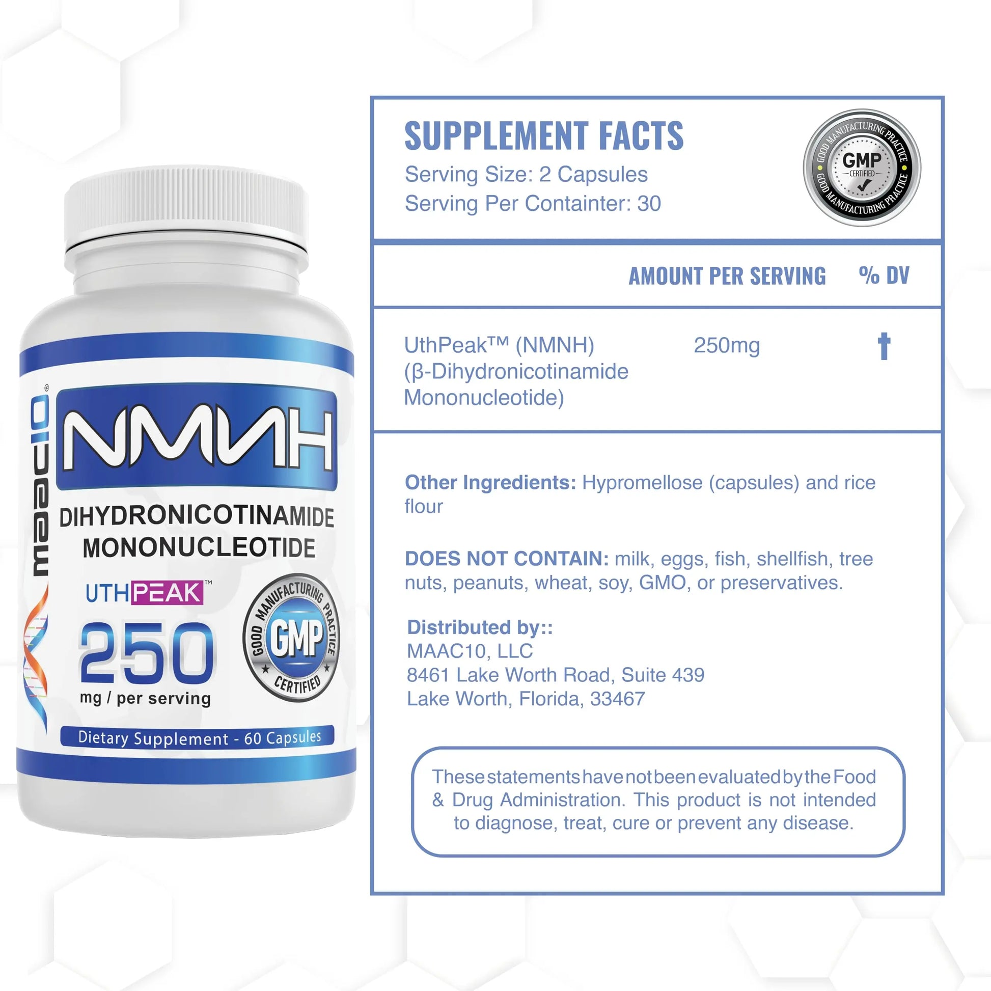 MAAC10 NMNH (NMN Supplement Alternative) 250mg Serving | Uthpeak™ NMNH (Dihydronicotinamide Mononucleotide) for Better Stability | 30-Day Supply. MAAC10Buy Supplements Australia