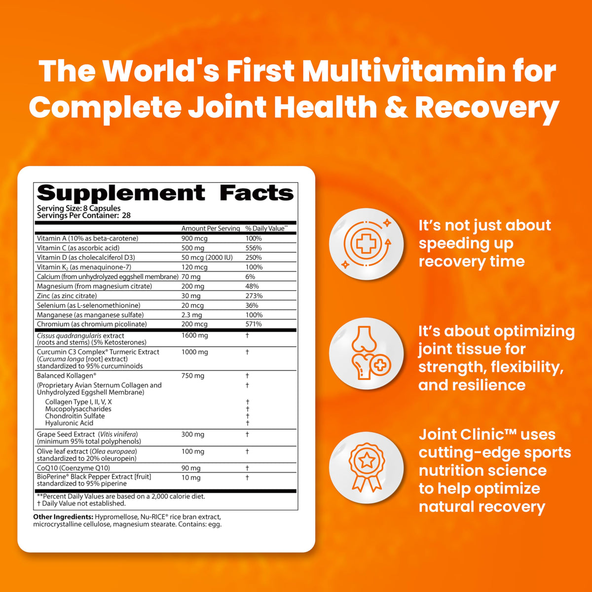 SaltWrap Joint Clinic - Multivitamin for Joint Health and Recovery - with Type II Collagen, C3 Turmeric, Cissus, and Hyaluronic Acid - 224 Capsules SaltWrapBuy Supplements Australia
