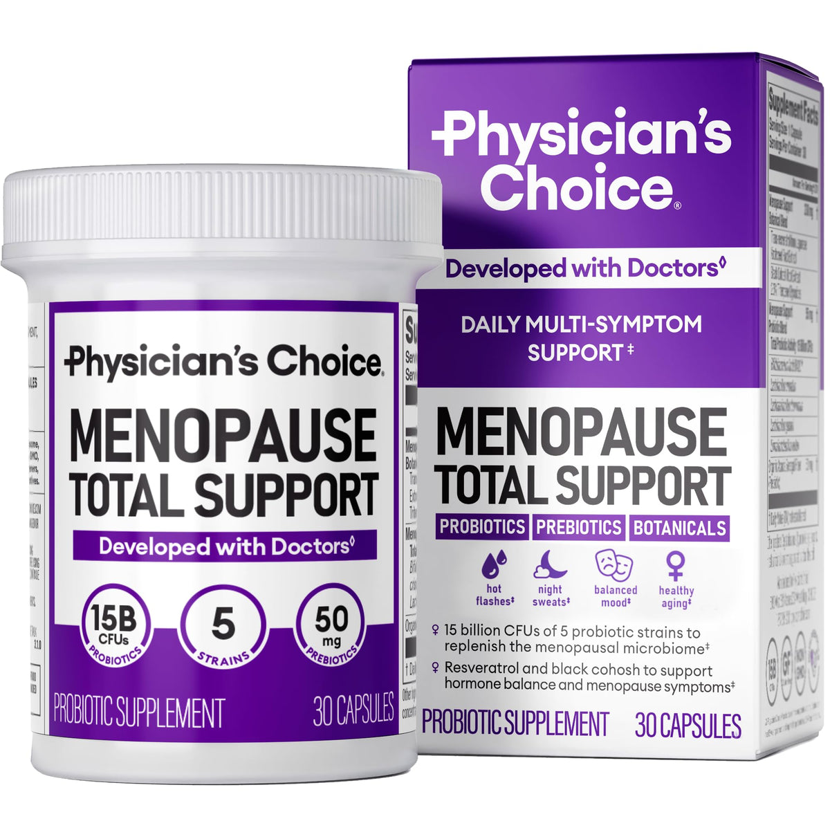 Physician's CHOICE Menopause Probiotic Supplement for Women - Supports Hormone Balance, Hot Flashes, Night Sweats, Weight Management, Bloating & Gut Health - with Black Cohosh, Resveratrol+ - 30ct Physician's CHOICEBuy Supplements Australia