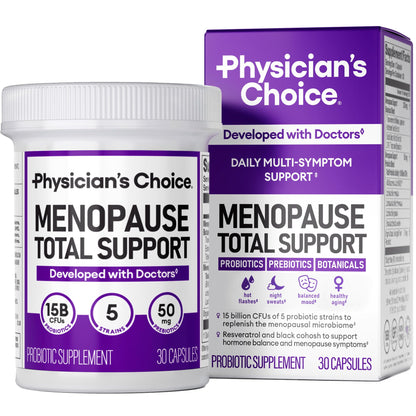 Physician's CHOICE Menopause Probiotic Supplement for Women - Supports Hormone Balance, Hot Flashes, Night Sweats, Weight Management, Bloating & Gut Health - with Black Cohosh, Resveratrol+ - 30ct Physician's CHOICEBuy Supplements Australia