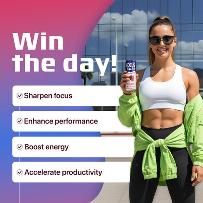 Focus Factor Energy Drink - 12 x 355ml Cans (Berry Flavour) - with Focus + Energy - Lightly Carbonated, Sugar Free, Low Calorie with Vitamin B6 & Vitamin B12 Focus FactorBuy Supplements Australia