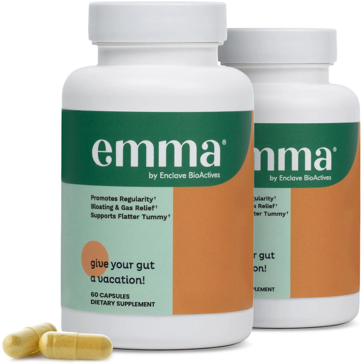 Emma Gut Health - 2 Pack - Gas and Bloating Relief, Constipation, Leaky Gut Repair - Gut Cleanse & Restore Digestion - Regulate Bowel Movement. Probiotics and Laxative Alternative, 120 Capsules EmmaBuy Supplements Australia