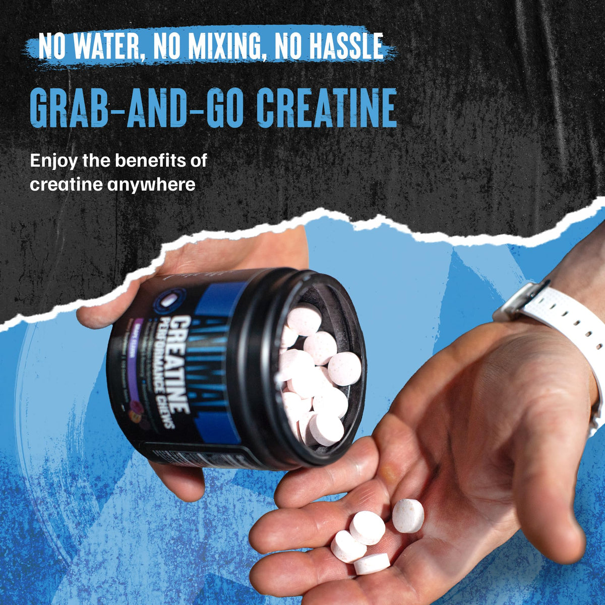 Animal Creatine Chews Tablets - Enhanced Creatine Monohydrate with AstraGin to Improve Absorption, Sea Salt for Added Pumps, Delicious and Convenient Chewable Tablets - Lemon Ice AnimalBuy Supplements Australia