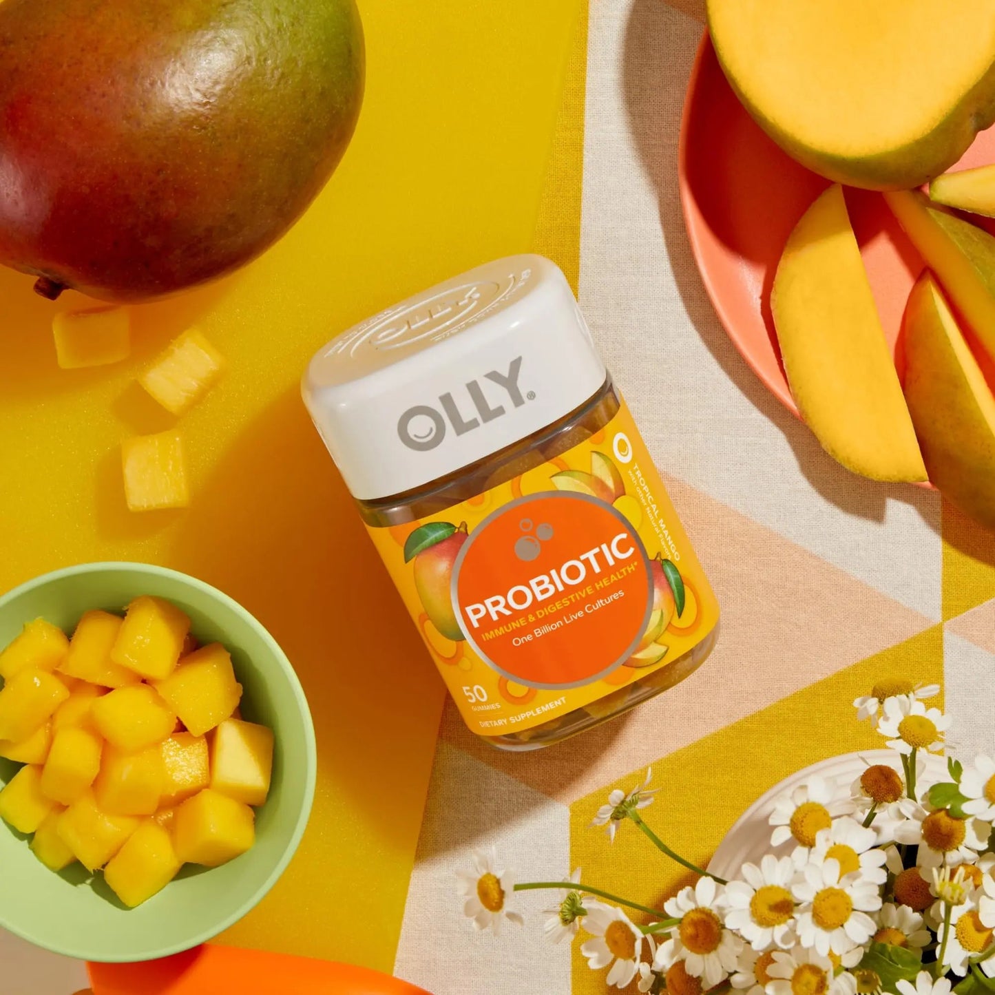 OLLY Probiotic Gummy, Immune and Digestive Support, 1 Billion CFUs, Chewable Probiotic Supplement, Mango, 25 Day Supply - 50 Count OLLYBuy Supplements Australia