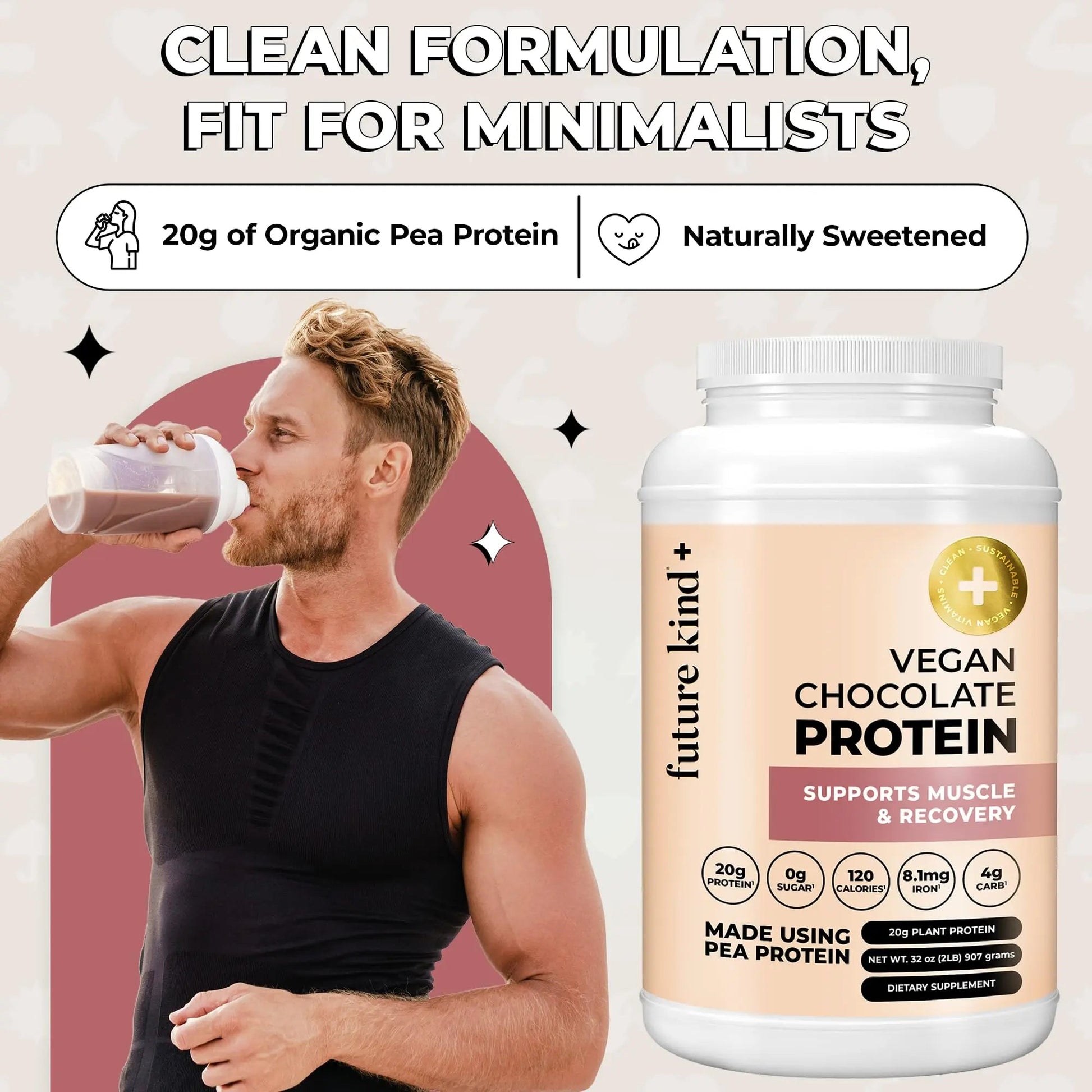 Future Kind Vegan Protein Powder, Chocolate, Pea Plant Protein for Lean Muscle with Iron & Fiber, Whey-Free, Sugar-Free, Soy-Free, Non-Dairy (34 Servings) Future Kind buy supplements Au