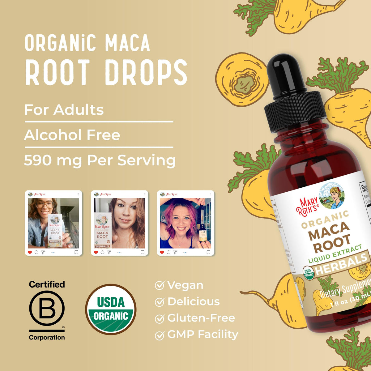 MaryRuth’s USDA Organic Maca Root Liquid Drops | Vegan | Non-GMO | Gluten Free | Alcohol Free | 1 Fl Oz MARYRUTH'SBuy Supplements Australia