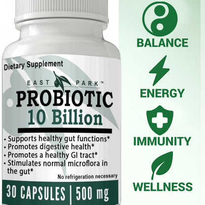 East Park Research d-Lenolate Probiotic Supplement | Probiotic 10 Billion CFUs Supports Gut & Digestive Health | Dietary Supplement Probiotics