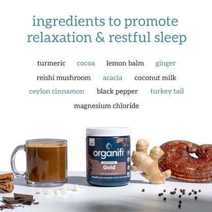 Organifi - Gold Chocolate - Superfood Supplement Powder - 20 Day Supply - Supports Rest OrganifiBuy Supplements Australia