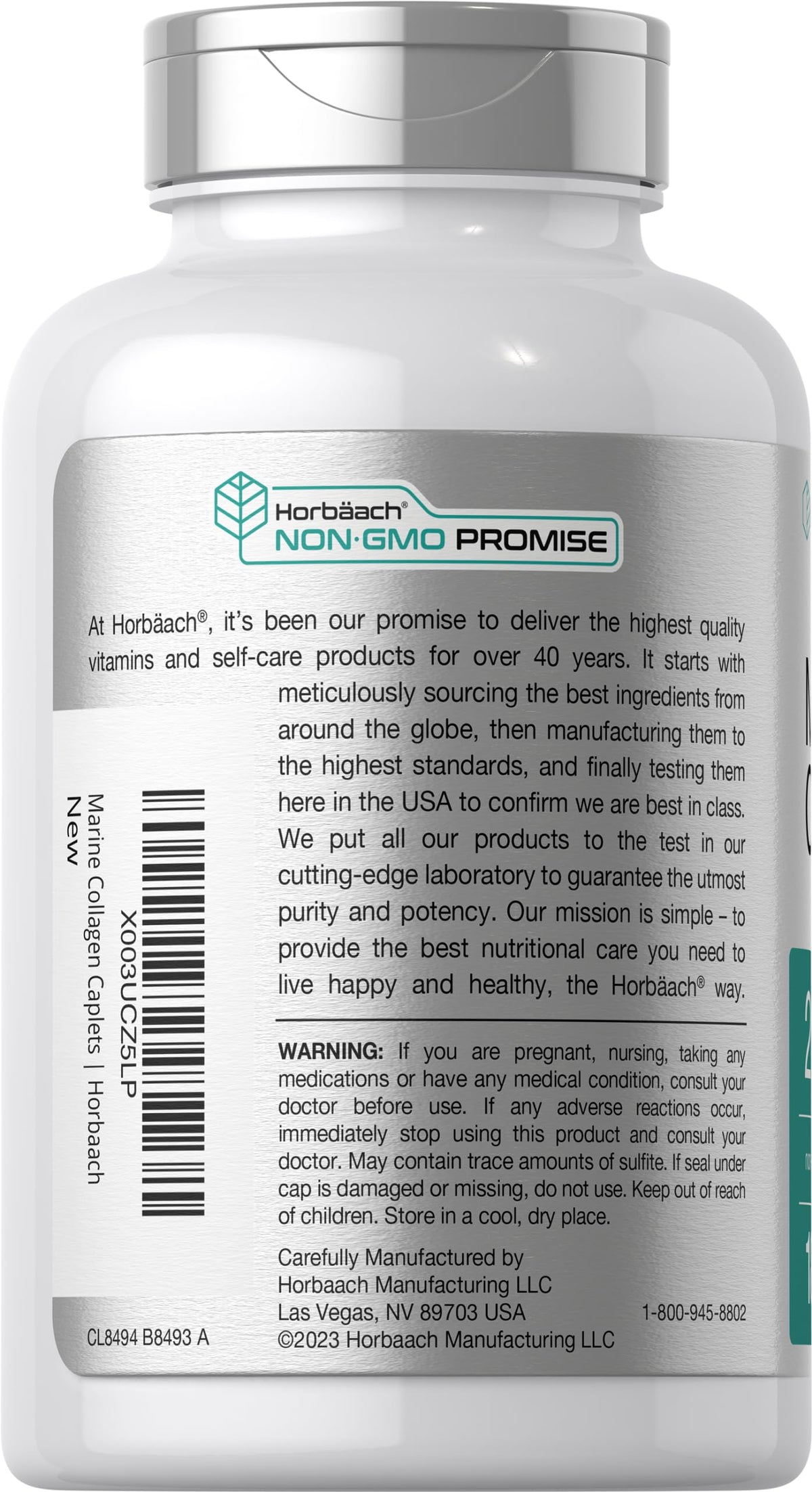 Horbäach Marine Collagen Peptides 2000mg | 180 Caplet Capsules | Type 1 with Calcium | Non-GMO, Gluten Free Supplement Horbäach buy supplements Au