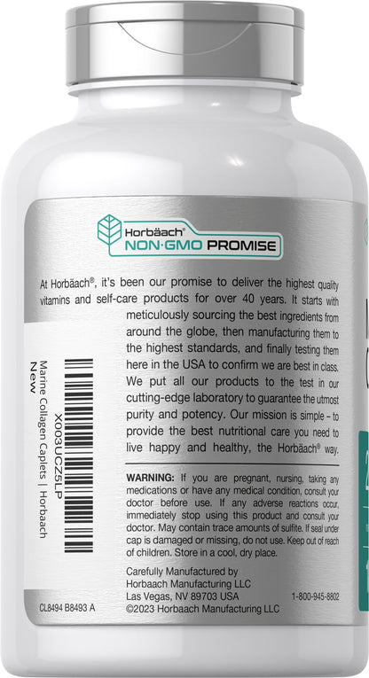 Horbäach Marine Collagen Peptides 2000mg | 180 Caplet Capsules | Type 1 with Calcium | Non-GMO, Gluten Free Supplement Horbäach buy supplements Au