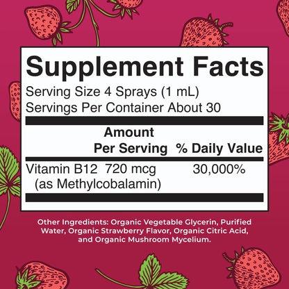 MaryRuth Organics Vitamin B12 Liquid Spray | Vegan, Non-GMO, Gluten-Free | USDA Organic Supplement | Energy & Nervous System Support | B12 Vitamins for Women & Men | 720 mcg | 1 Fl Oz MARYRUTH'SBuy Supplements Australia