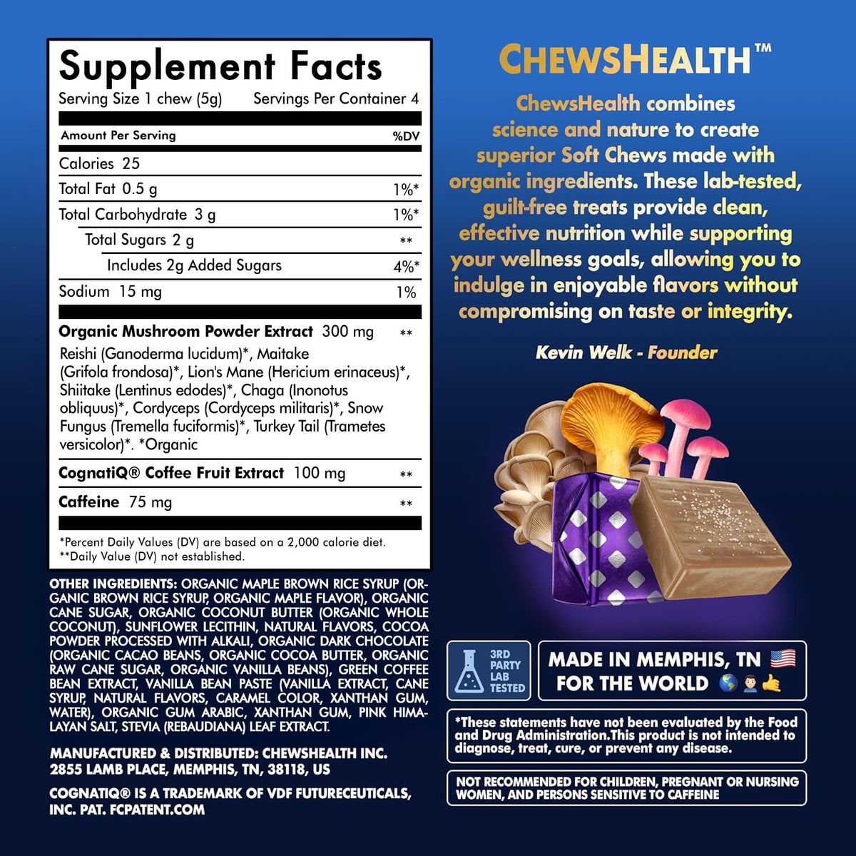DynaMind iQ Brain Supplement for Memory and Focus for Adults - Nootropic Chews | Coffee Fruit & Mushroom Supplement Blend, Memory Focus Supplement, Caffeine Focus Pills Alternative, 4 Count CHEWSHEALTHBuy Supplements Australia