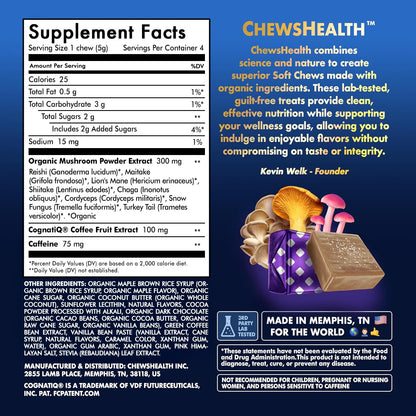 DynaMind iQ Brain Supplement for Memory and Focus for Adults - Nootropic Chews | Coffee Fruit & Mushroom Supplement Blend, Memory Focus Supplement, Caffeine Focus Pills Alternative, 4 Count CHEWSHEALTHBuy Supplements Australia