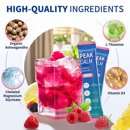 40 Count Super Cortisol Calm Drink with Magnesium Glycinate, Ashwagandha, L-Theanine & Vitamin D3 |Magnesium glycinate Powder for Relaxation, Focus & Sleep Support | Raspberry Lemonade | No Sugar OLELONBuy Supplements Australia