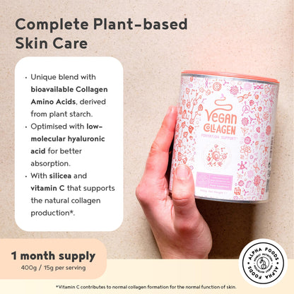 Vegan Collagen Powder with Hyaluronic Acid - Unflavoured 400g Powder Alpha FoodsBuy Supplements Australia