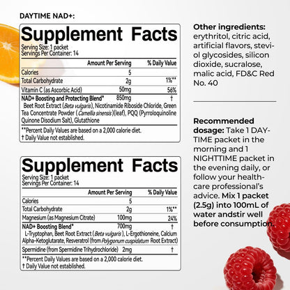 OxyEnergy NAD Supplement 1550 mg-Daytime Nicotinamide Riboside + Nighttime L-Tryptophan with Resveratrol, Glutathione, PQQ, 24-Hour Nonstop Energy, Anti-Aging & Cellular Renewal, 28 Packets OxyEnergyBuy Supplements Australia